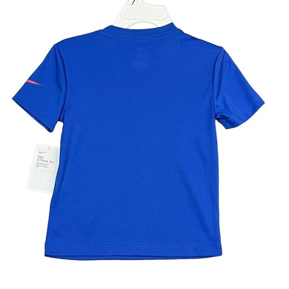 Nike Boys Sporty Logo Just Do it T-Shirt & Shorts Outfit Set Size 4 Blue/Red - Picture 4 of 13